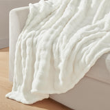 Topfinel Couverture Polaire Lit 1 Personne,Tissu à Bulles Doux, Couverture Cocooning et Chaude, Idéale pour l’Automne,Blanc,Oeko-TEX,1-130x150,Idéal pour Le Canape, La Voiture et Les Voyages