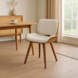 CLP Chaise de Salle à Manger Beverley Tissu, Chaise de Cuisine en Bois, avec Dossier, Fauteuil rembourré, Couleur:Noyer/crème