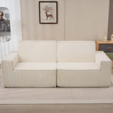 HOMCOM Canapé 3 Places en Velours côtelé 230 cm, canapé Moderne avec Assise et accoudoirs rembourrées, entièrement compressé Pas de Montage nécessaire, pour Salon, Chambre, Bureau, Beige