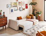 BestMobilier - Canapé Convertible avec Coffre Topaze en Velours Côtelé - Canapé Lit - Sofa Beige 3 Places - Salon