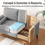 Vesgantti Petit Canapé 2 Places Gris Clair, Canapé en Lin 121cm avec Coussin à Ressorts, Mini Canapé Chambre avec Accoudoirs, Canapé de Salon Moderne, Canapé Fixe 2 Places, Gris Clair Causeuse