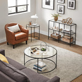 VASAGLE Table Console d’Entrée, Étagère à 3 Niveaux en Verre Trempé, 30 x 100 x 73 cm, Cadre en Métal, Style Moderne, pour Couloir, Salon, Chambre, Noir Classique et Transparent LGT027B01