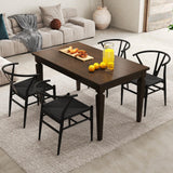 COSTWAY Chaise Wishbone Style Scandinave, Chaises avec Cadre en Métal, Dossier en Y, Assise Tressée, Chaise Design pour Salle à Manger, Salon, Bureau (Noir,2)