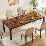 Tribesigns Table de Salle à Manger Industrielle de 200 x 70 x 75 cm, Table de Cuisine pour 6 à 8 Personnes, Table de Salle à Manger Rectangulaire pour Salle à Manger, Cuisine, Salon, Marron Rustique