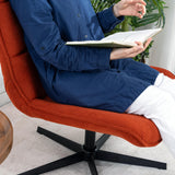 39F FURNITURE DREAM Fauteuil Moderne pivotant avec Assise en Tissu avec Fonction inclinable et Base en métal, Rouge - Orange, 63,5 x 85 x 93 cm