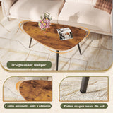 WLIVE Table Basse Salon Triangulaire aux Coins Arrondis - 85x48x46 cm, Porte jusqu'à 25kg, Bois Marron Foncé - Design Moderne et Sécuritaire, Facile à Assembler