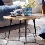 FineBuy Table Basse de Salon Métal 64x64x37 cm Disque d'arbre Aluminium Or | Petite Table de Canapé | Design Table d'appoint Style Moderne