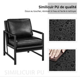 Yaheetech Fauteuil de Salon Moderne Fauteuil d'appoint Design avec Coussins Rembourrés Cadre en métal Fauteuil de Lecture Confortable Noir