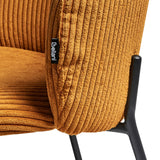 Beliani Lot de 2 Chaises en Velours Côtelé de Salle à Manger Pieds en Fer Dossier Arrondi Rembourré Orange Miles