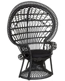 Beliani Fauteuil Style Bohème avec Coussin Assorti en Rotin Noir Emmanuelle