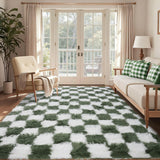 Cekene Grand tapis à poils longs ultra doux et lavable pour chambre à coucher, salon, salle de jeux, dortoir - Vert - 200 x 300 cm