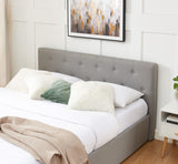 BAÏTA - Lit Coffre Tissu Bahia Gris 140x190 sommier Inclus
