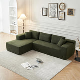 Galyar Canapé Modulaire Chic avec Méridienne – Moderne, en Mousse Compressée, Livraison en Carton, sans Montage (Bouclé Vert Anglais, Chaiselongu Droite)