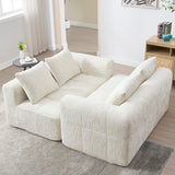 Zepneiy Canapé 2 Places, Fauteuil rembourré avec Méridienne, Canapé 2 Places Canapé Moderne Design avec Coussin et Poches latérales pour télécommande et téléphone Portable, Chenille Beige