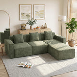 HOMCOM Canapé 3 Places, Canapé d'Angle Modulable en Chenille 251 cm