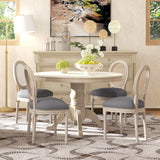 HOMCOM Lot de 4 Chaises de Salle à Manger Style Louis XVI Aspect Lin Gris