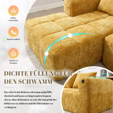 Zepneiy Canapé 3 Places en Forme de U, Fauteuil rembourré avec Méridienne, Canapé 3 Places Canapé Moderne Design accoudoirs et 3 Coussins, Chenille Jaune