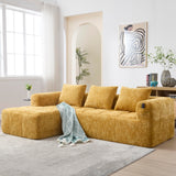 Zepneiy Canapé 3 Places en Forme de U, Fauteuil rembourré avec Méridienne, Canapé 3 Places Canapé Moderne Design accoudoirs et 3 Coussins, Chenille Jaune