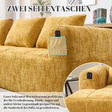 Zepneiy Canapé 3 Places en Forme de U, Fauteuil rembourré avec Méridienne, Canapé 3 Places Canapé Moderne Design accoudoirs et 3 Coussins, Chenille Jaune