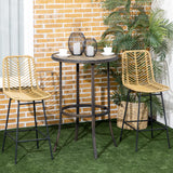 HOMCOM Lot de 2 tabourets de Bar Chaise de Bar Design bohème Hauteur 66 cm avec Repose-Pieds métal - Naturel