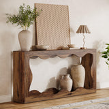 Tribesigns Table console de ferme de 160 cm avec rangement, table de canapé derrière le canapé, longue table d'entrée, table console étroite, table de couloir pour entrée, salon, marron