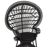 Beliani Fauteuil Style Bohème avec Coussin Assorti en Rotin Noir Emmanuelle