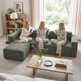 HOMCOM Canapé 3 Places, Canapé d'Angle Modulable en Chenille 251 cm