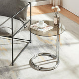 [en.casa] Table d'Appoint avec Plateau Rond en Verre Trempé de 6 MM Table Basse Bout de Canapé Support Plantes pour Salon Chambre Bureau Entreé Métal 46 x 45 cm Verre Bronze Chrome