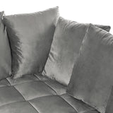 Canapé Moderne en Velours Gris d'Angle Gauche Pieds en Bois d'Eucalyptus Grena