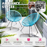 TecTake® Lot de 2 Fauteuil de Jardin Acapulco pour Salon de Jardin Exterieur ou Intérieur, Structure en Acier époxy, Mobilier pour Amenagement Balcon Terrasse - Plusieurs Couleurs