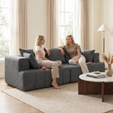 HOMCOM Canapé 3 Places en Chenille 248 cm Large Assise Rembourrée Gris