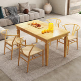 COSTWAY Chaise Wishbone Style Scandinave, Chaises avec Cadre en Métal, Dossier en Y, Assise Tressée, Chaise Design pour Salle à Manger, Salon, Bureau (Naturel,2)