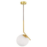 HJXDtech Luminaire Suspension avec abat-jour boule en verre blanc Lampe à suspension de plafond Loft Bar en métal doré, Cuisine Salon & Salle à manger Lustre (1-lumière)