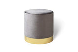 LIFA LIVING Pouf Salon en Velours 30 x 38 cm, Petit Tabouret Ottoman Bleu Royal avec Base en métal doré, pour la Chambre et la Cuisine