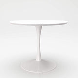 Playboy Paige 615110WE Table à Manger Ronde 100x100cm avec piédestal, laqué Blanc Mat, MDF, 100 x 75 x 100 cm