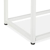 Relaxdays Console 2 Plateaux, Couloir et Salon, 70x110x30 cm, métal, Verre, Aspect Bois, Support à étagères, Blanc