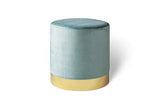 LIFA LIVING Pouf Salon en Velours 30 x 38 cm, Petit Tabouret Ottoman Bleu Royal avec Base en métal doré, pour la Chambre et la Cuisine