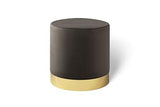 LIFA LIVING Pouf Salon en Velours 30 x 38 cm, Petit Tabouret Ottoman Gris avec Base en métal doré, pour la Chambre et la Cuisine