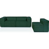 HOMIFAB Canapé modulable 4 Places en Velours côtelé Vert - Roma - Fabriqué en France