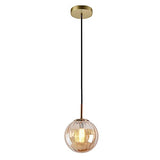 LFsem Plafonnier Simple Tête Coloré Ø15cm Globe En Verre Suspension E14 Loft Chambre Restaurant Suspension Lustre Simple Moderne (Ambre)