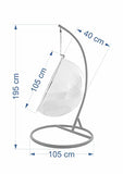 Kideo® Set complet : fauteuil suspendu avec structure et coussin, demi-coque, bulle transparent (structure : blanc/panier : transparent), coussin : blanc (1000 Snow))
