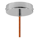 Suspension fabriquée en Italie avec câble Textile, Abat-Jour Coupe en céramique et Finition en métal - sans Ampoule, Rouge Corail à Rayures - Blanc