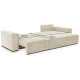 HOMIFAB Canapé d'angle Convertible réversible 5 Places avec Coffre de Rangement en Velours côtelé Beige - Collection Harper