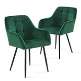 Perfur Casa Chaises de Salle à Manger Lot de 2, Chaise Cuisine en Velours Capitonnées avec Dossier Et Pieds en Métal,Vert