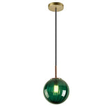LFsem Plafonnier Simple Tête Coloré Ø15cm Globe En Verre Suspension E27 Loft Chambre Restaurant Suspension Lustre Simple Moderne (Vert Foncé)