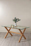Movian Marque Amazon Table de Salle à Manger rectangulaire en chêne Massif et Verre trempé 150 x 85 x 75 cm
