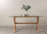 Movian Marque Amazon Table à Manger Rectangulaire 150x85x75cm Chêne Massif Verre Trempé