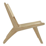 HOMCOM Fauteuil de Salon Relax, Fauteuil Lounge, Design bohème, Structure Bois d'hévéa, Dossier Assise cannage, Assise Profonde, Fauteuil Relax pour Salon/Chambre, Naturel