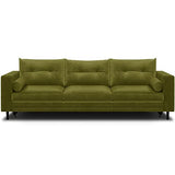 HOMIFAB Canapé 3 Places Convertibles en Velours Vert Olive - Viktor