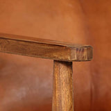 vidaXL Fauteuil Cuir Véritable avec Bois d'Acacia Marron Salle de Séjour Salon